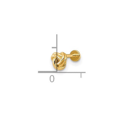 14K Yellow Gold Polished Love Knot Labret Stud