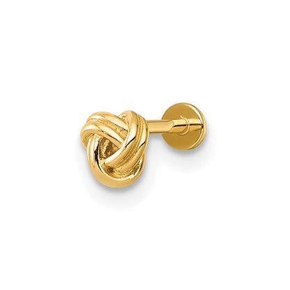 14K Yellow Gold Polished Love Knot Labret Stud