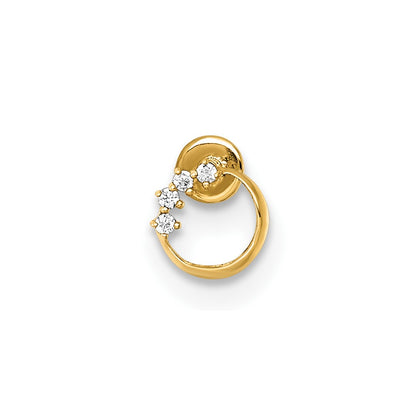 14K Yellow Gold Polished CZ Open Circle Labret Stud