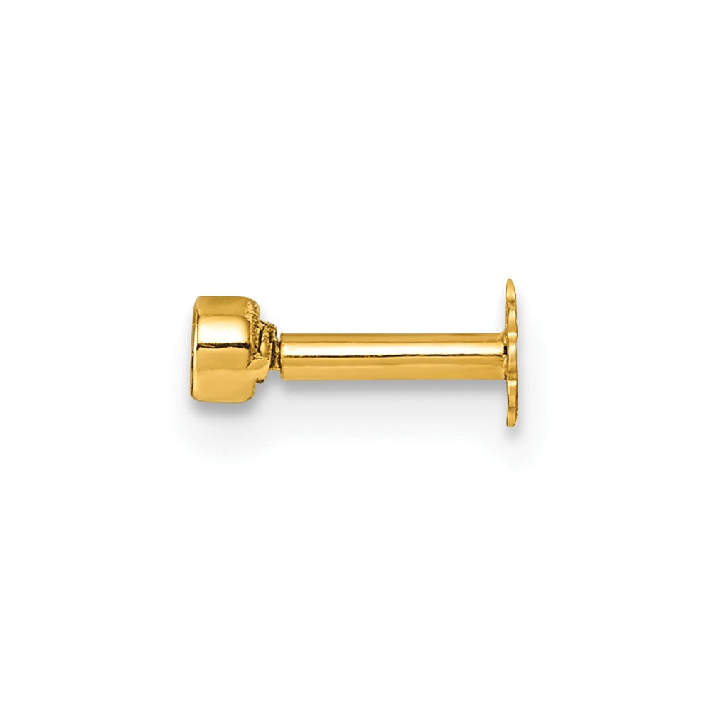 14K Yellow Gold Polished Round Bezel CZ Labret Stud