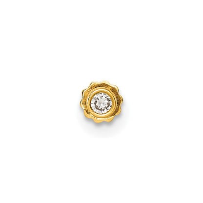 14K Yellow Gold Polished Round Bezel CZ Labret Stud