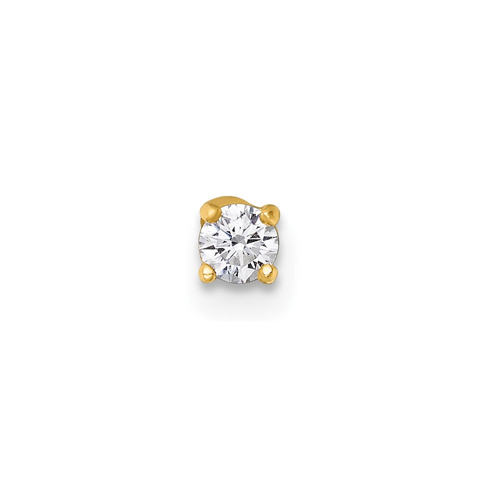 14K Yellow Gold Polished 3.0mm Round CZ Labret Stud