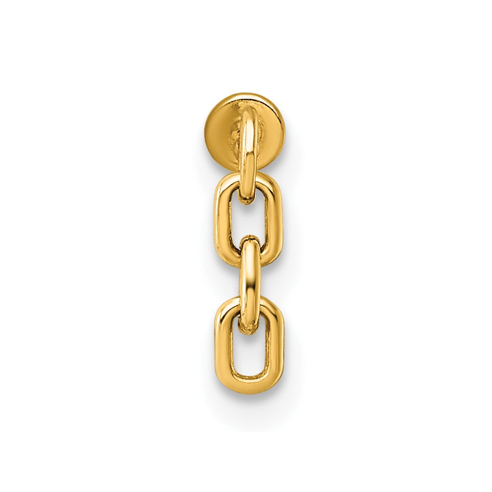 14K Yellow Gold Polished Dangling Cable Link Labret Stud