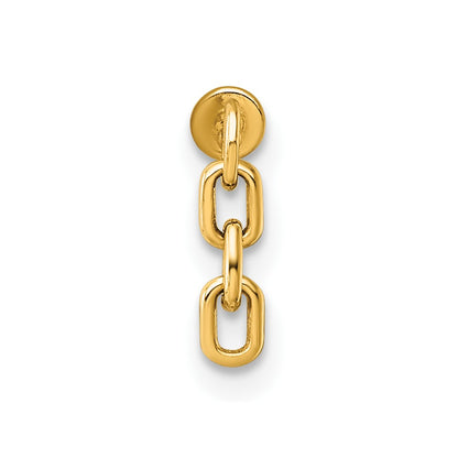 14K Yellow Gold Polished Dangling Cable Link Labret Stud