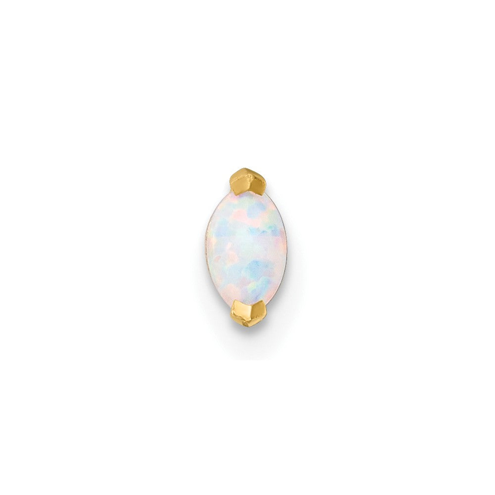 14K Yellow Gold Polished Navette Created Opal Labret Stud
