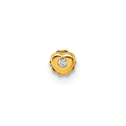 14K Yellow Gold Polished Heart CZ Labret Stud