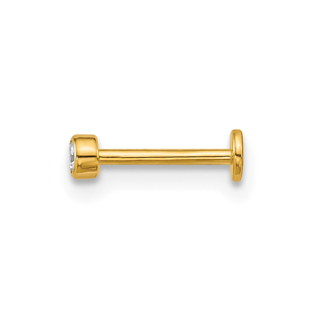 14K Yellow Gold Polished 2.5mm Round CZ Labret Stud