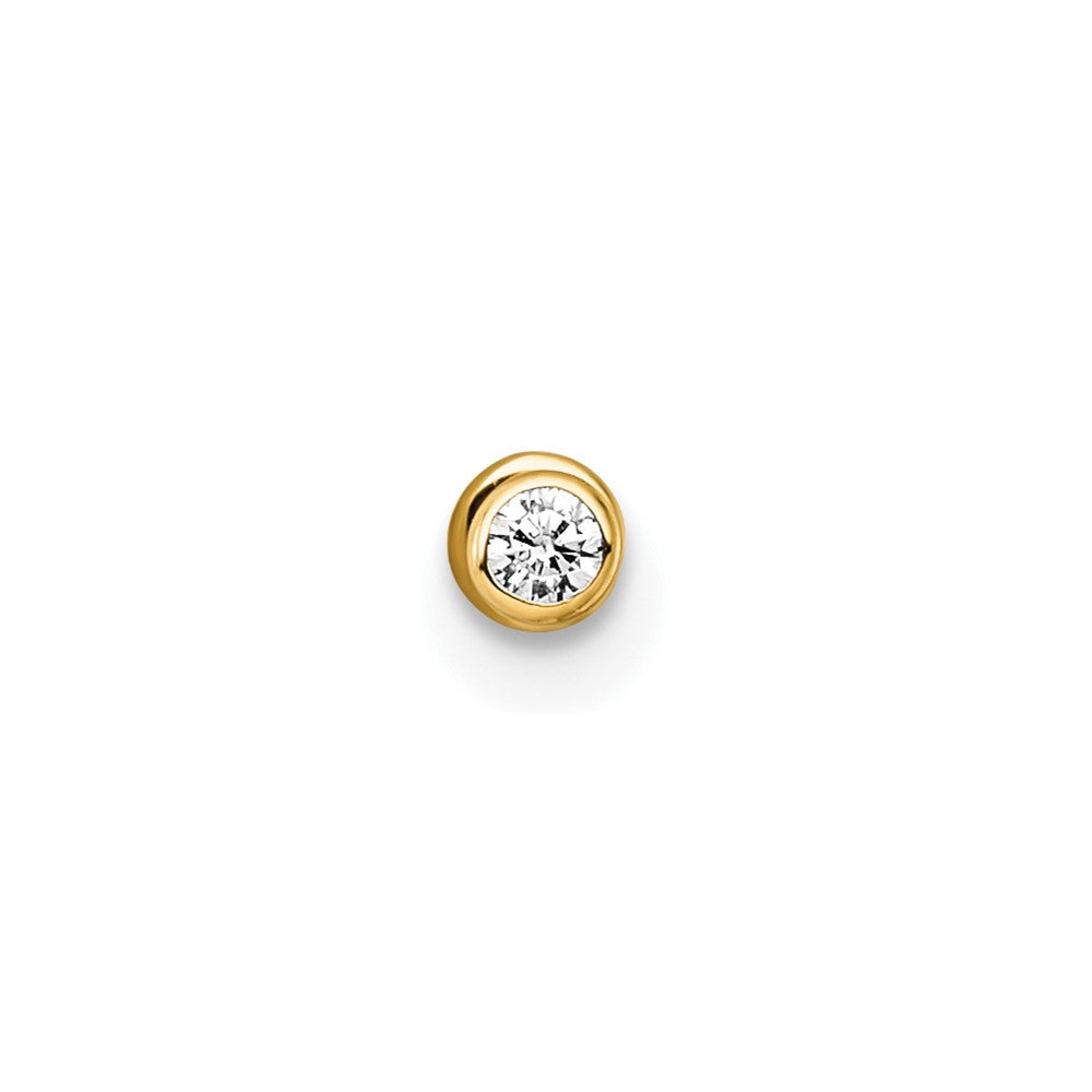 14K Yellow Gold Polished 2.5mm Round CZ Labret Stud