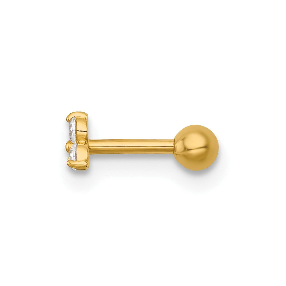 14K Yellow Gold Polished CZ Labret Stud