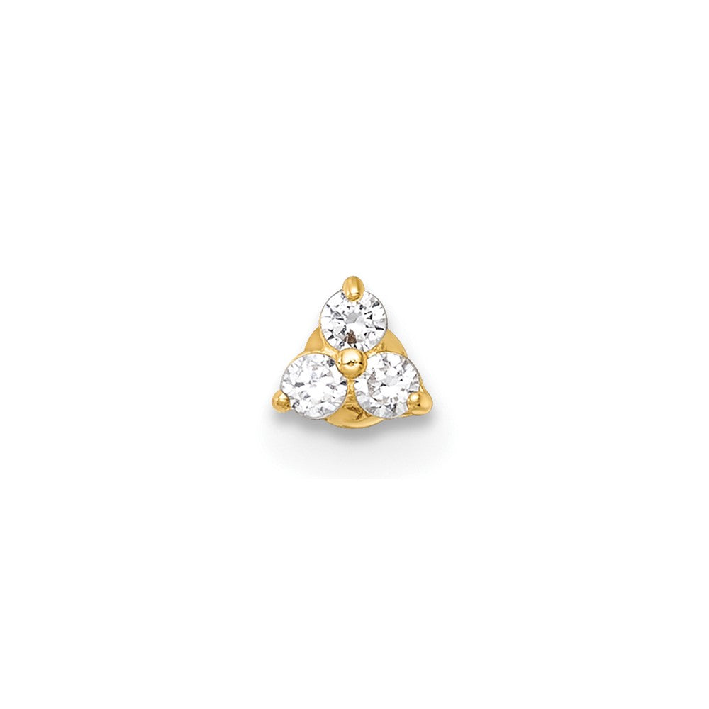 14K Yellow Gold Polished CZ Labret Stud