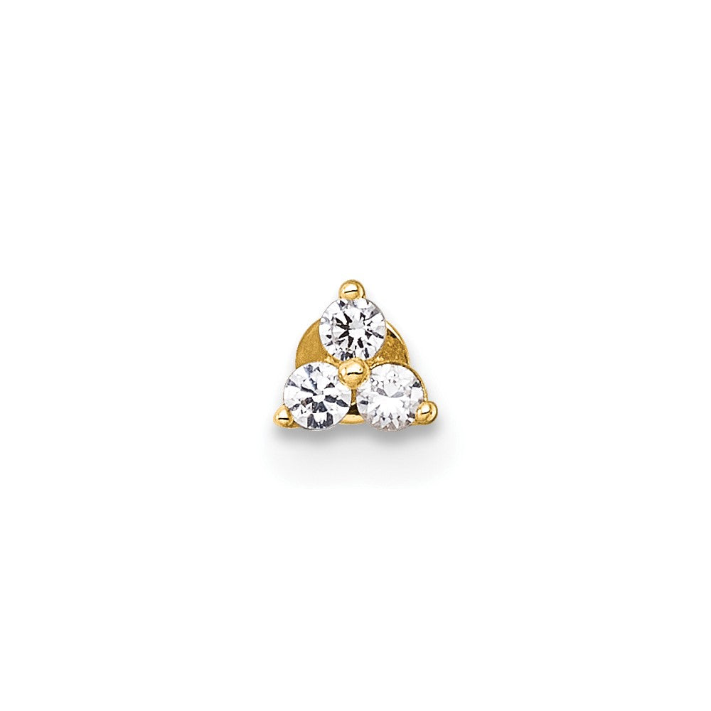 14K Yellow Gold Polished CZ Labret Stud