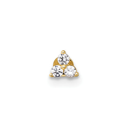 14K Yellow Gold Polished CZ Labret Stud
