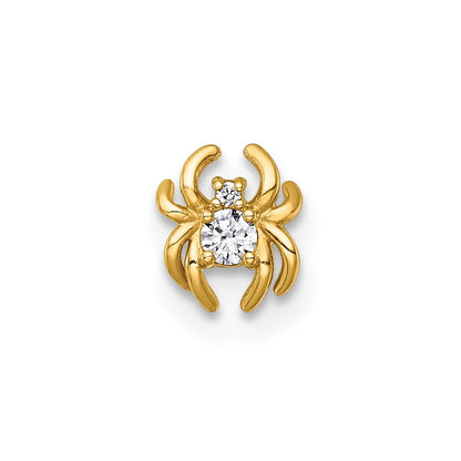 14K Yellow Gold Polished CZ Spider Labret Stud