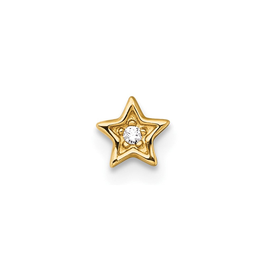 14K Yellow Gold Polished CZ Star Labret Stud