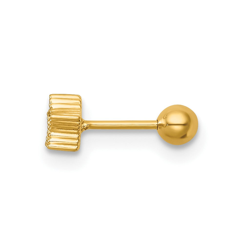 14K Yellow Gold Polished and Beaded Pink CZ Star Labret Stud