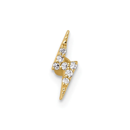 14K Yellow Gold Polished CZ Lightning Bolt Labret Stud