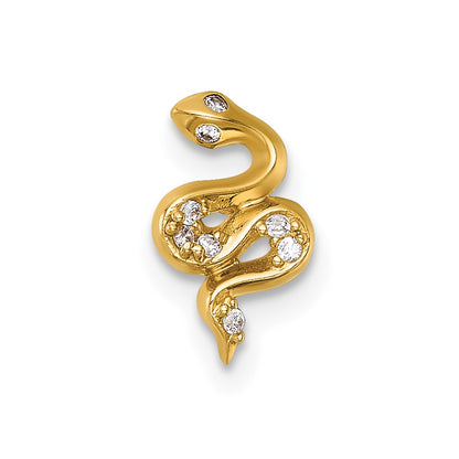 14K Yellow Gold Polished CZ Snake Labret Stud