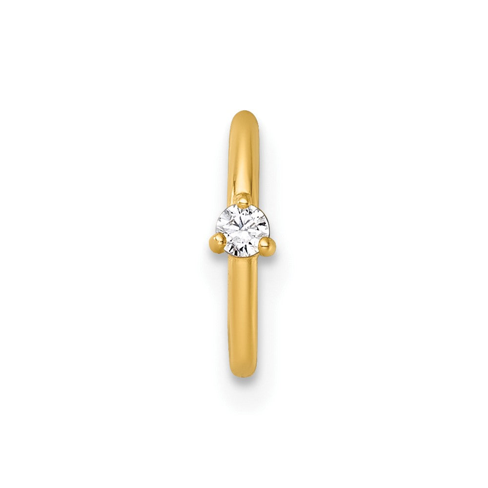 14K Yellow Gold Polished CZ 8.0mm Hinged Cartilage Ring