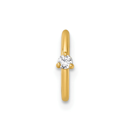 14K Yellow Gold Polished CZ 8.0mm Hinged Cartilage Ring
