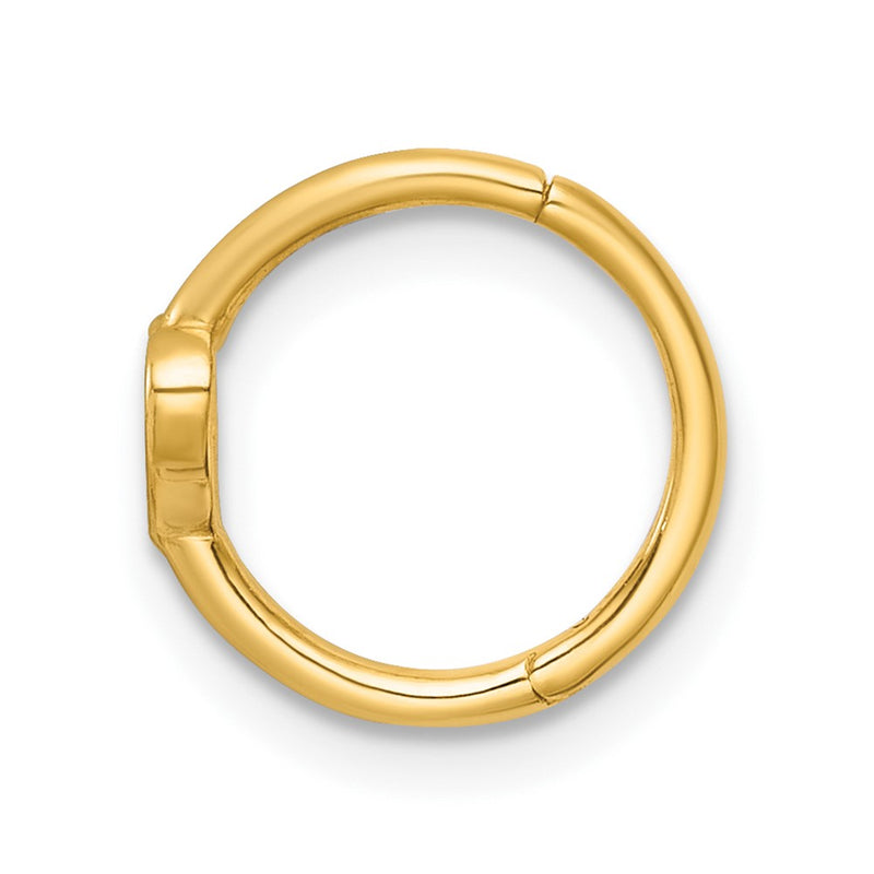14K Yellow Gold Polished Open Heart 10.0mm Hinged Cartilage Ring