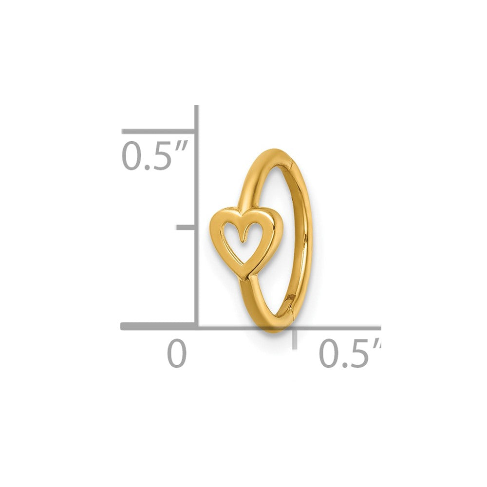 14K Yellow Gold Polished Open Heart 10.0mm Hinged Cartilage Ring