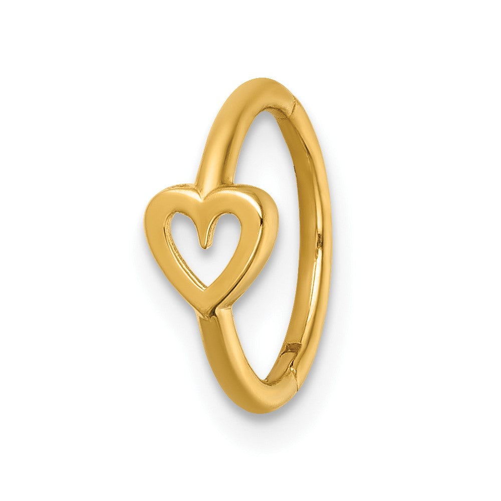 14K Yellow Gold Polished Open Heart 10.0mm Hinged Cartilage Ring