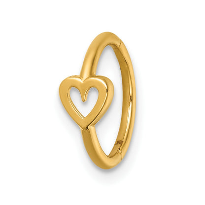 14K Yellow Gold Polished Open Heart 10.0mm Hinged Cartilage Ring