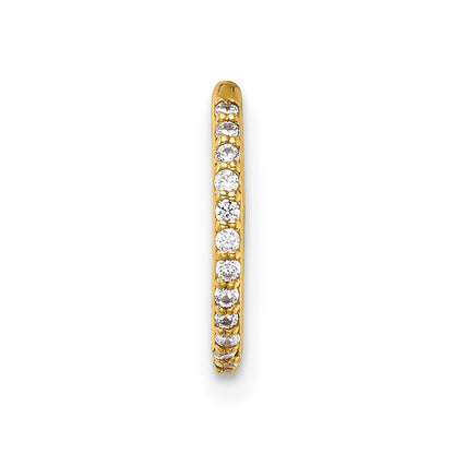 14K Yellow Gold Polished CZ 9.0mm Hinged Cartilage Ring