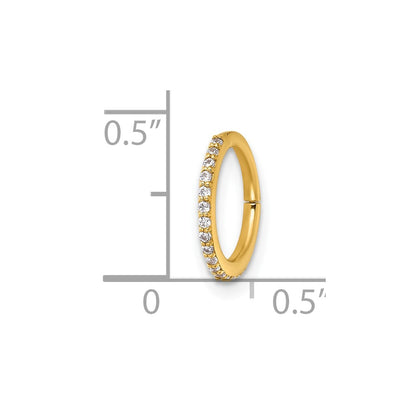 14K Yellow Gold Polished CZ 9.0mm Hinged Cartilage Ring