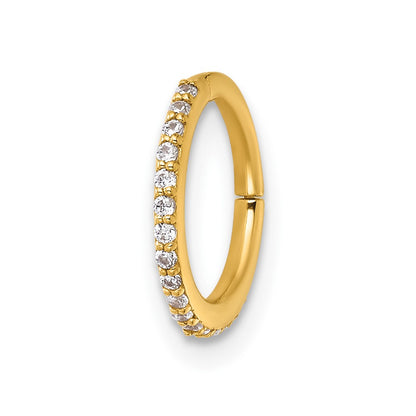14K Yellow Gold Polished CZ 9.0mm Hinged Cartilage Ring