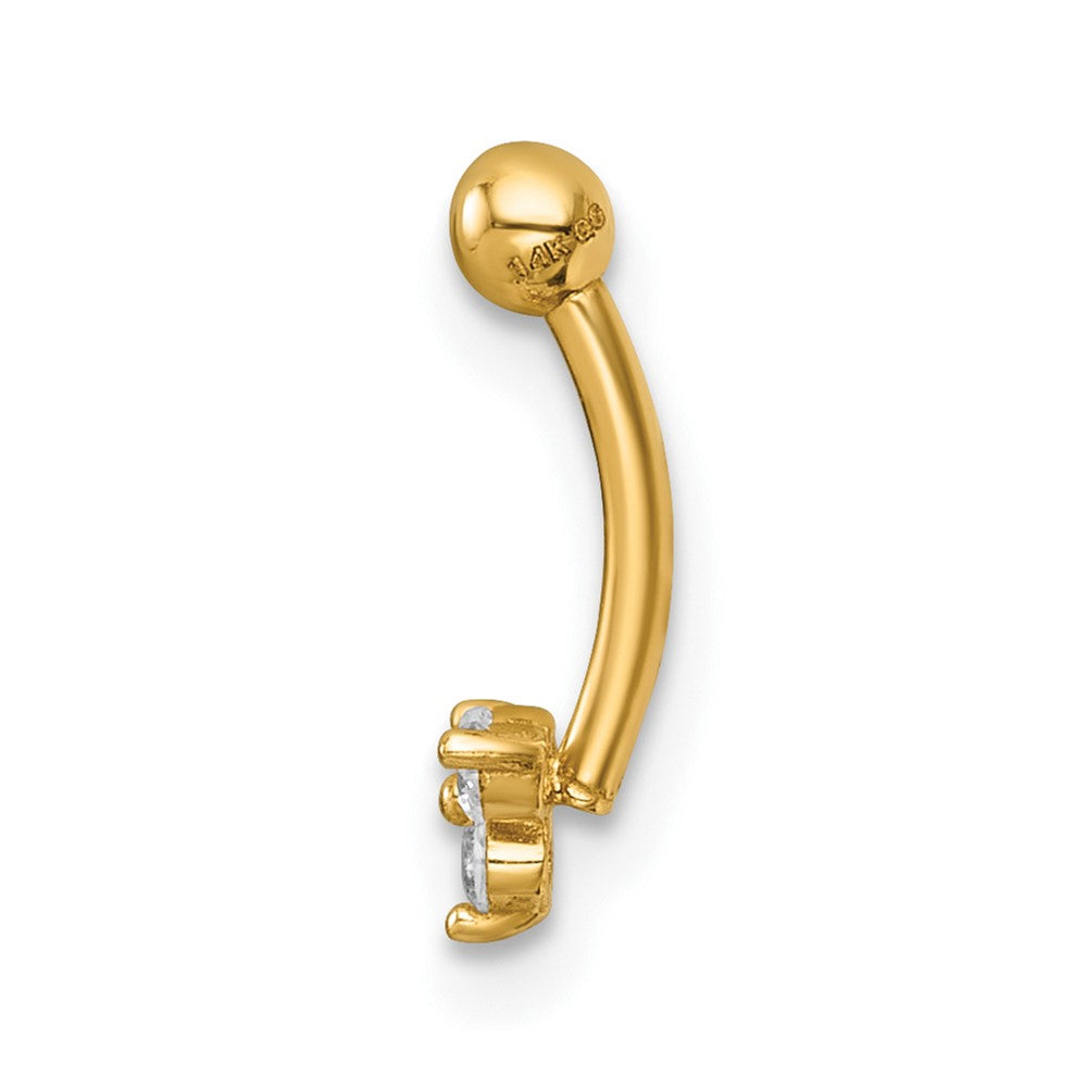 14K Yellow Gold Polished CZ Eyebrow Ring
