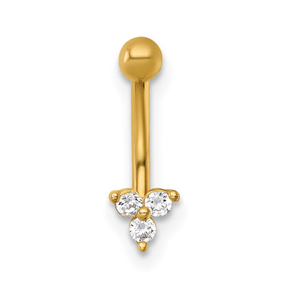 14K Yellow Gold Polished CZ Eyebrow Ring