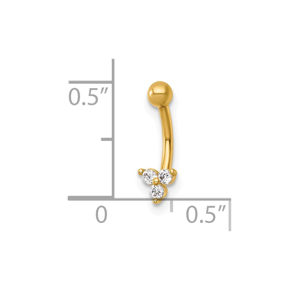 14K Yellow Gold Polished CZ Eyebrow Ring