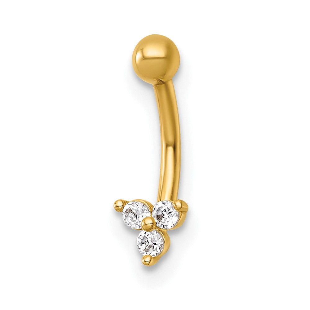 14K Yellow Gold Polished CZ Eyebrow Ring