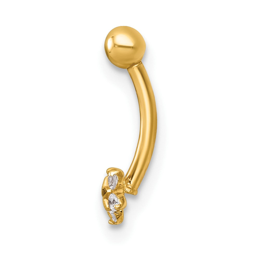 14K Yellow Gold Polished and Diamond-Cut CZ Flower Eyebrow Ring