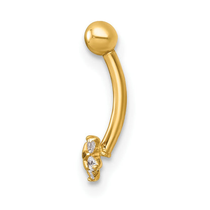 14K Yellow Gold Polished and Diamond-Cut CZ Flower Eyebrow Ring