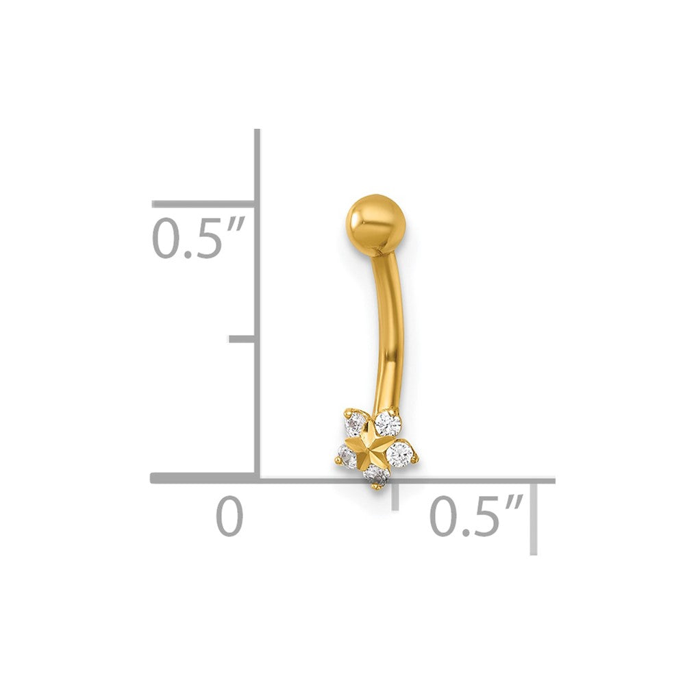14K Yellow Gold Polished and Diamond-Cut CZ Flower Eyebrow Ring