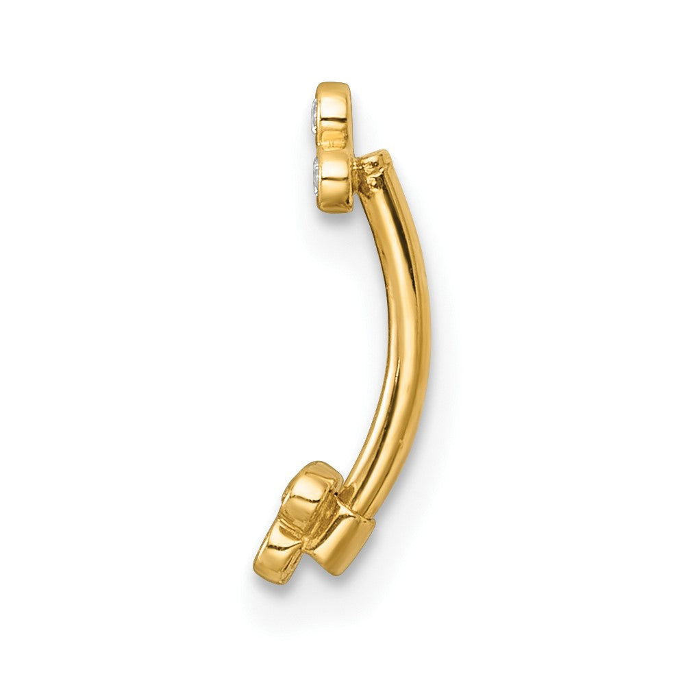 14K Yellow Gold Polished CZ Eyebrow Ring