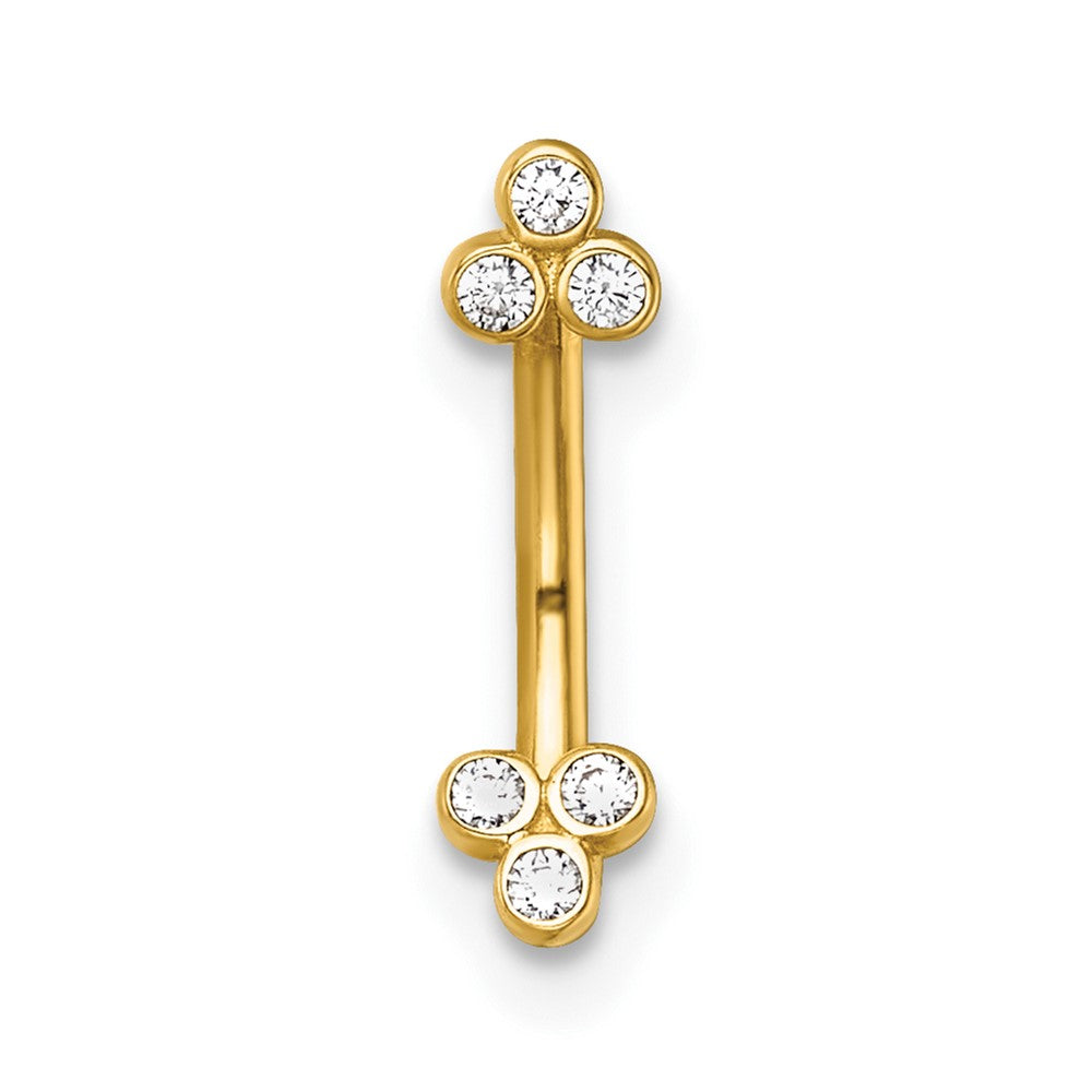 14K Yellow Gold Polished CZ Eyebrow Ring