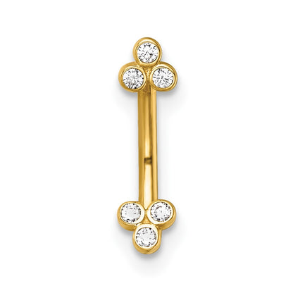 14K Yellow Gold Polished CZ Eyebrow Ring