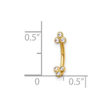 14K Yellow Gold Polished CZ Eyebrow Ring