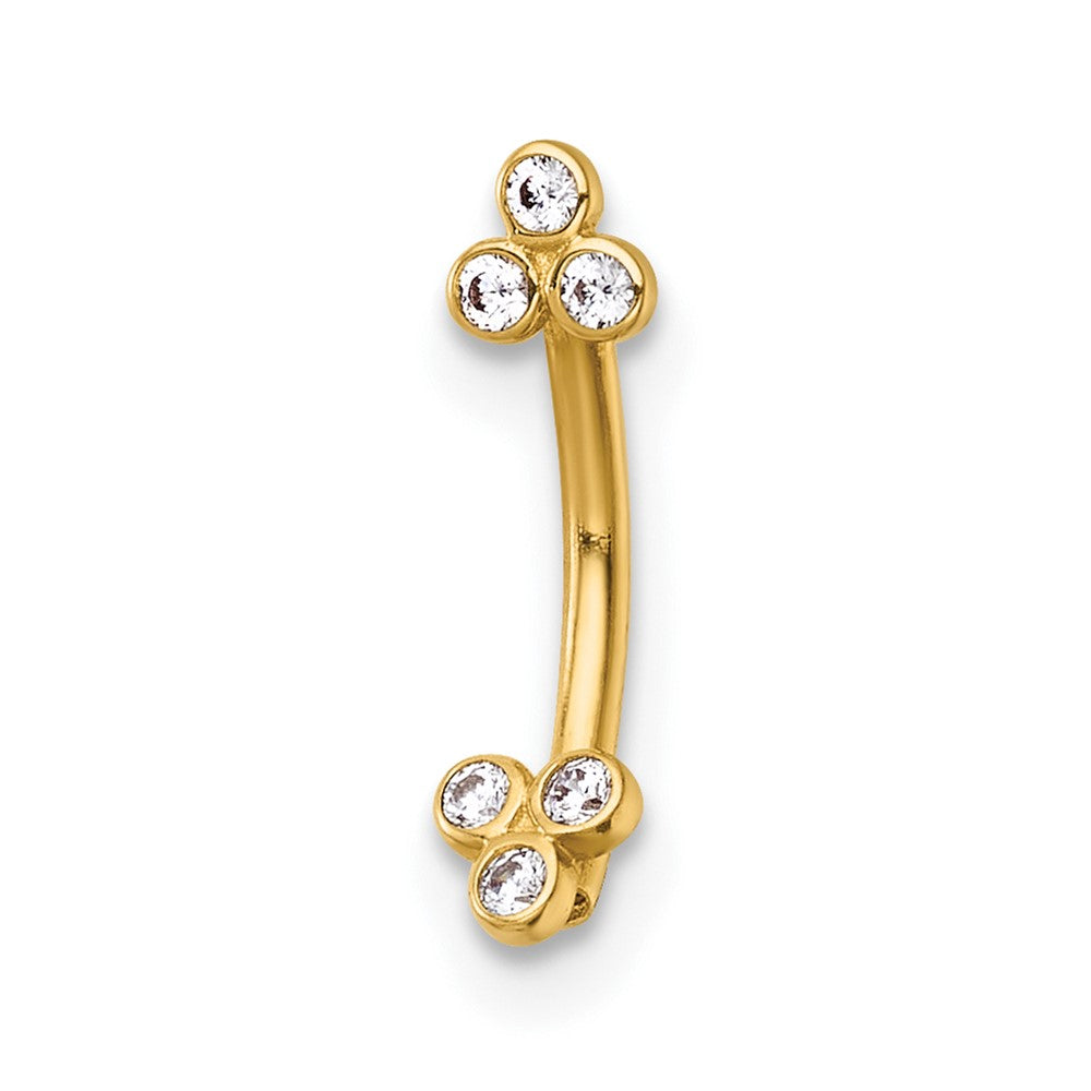 14K Yellow Gold Polished CZ Eyebrow Ring