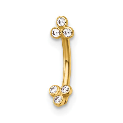 14K Yellow Gold Polished CZ Eyebrow Ring