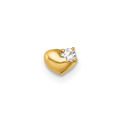 14K Yellow Gold Polished CZ Heart Labret Stud