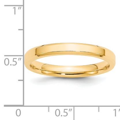 Solid 14K Yellow Gold 3mm Bevel Edge Comfort Fit Men's/Women's Wedding Band Ring Size 12