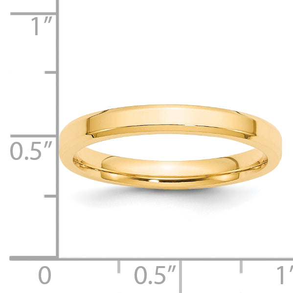 Solid 14K Yellow Gold 3mm Bevel Edge Comfort Fit Men's/Women's Wedding Band Ring Size 14