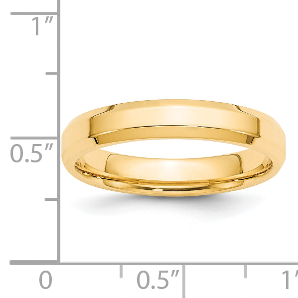 Solid 14K Yellow Gold 4mm Bevel Edge Comfort Fit Men's/Women's Wedding Band Ring Size 5
