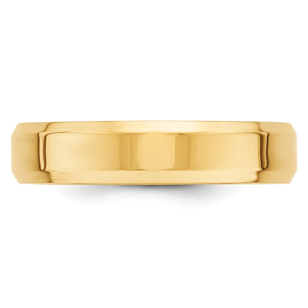 18k Yellow Gold 5mm Beveled Edge Comfort Fit Wedding Band Ring