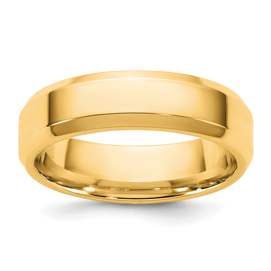 10K Yellow Gold 10Ky 5.5mm Bevel Edge Comfort Fit Band Size 13