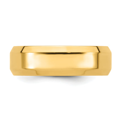 Solid 14K Yellow Gold 7mm Bevel Edge Comfort Fit Men's/Women's Wedding Band Ring Size 4.5